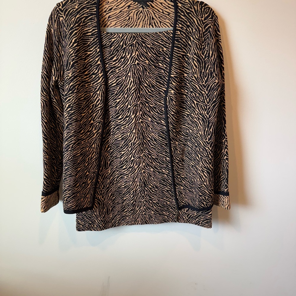 Grace Zebra Print Black and Beige Skirt Sweater Set